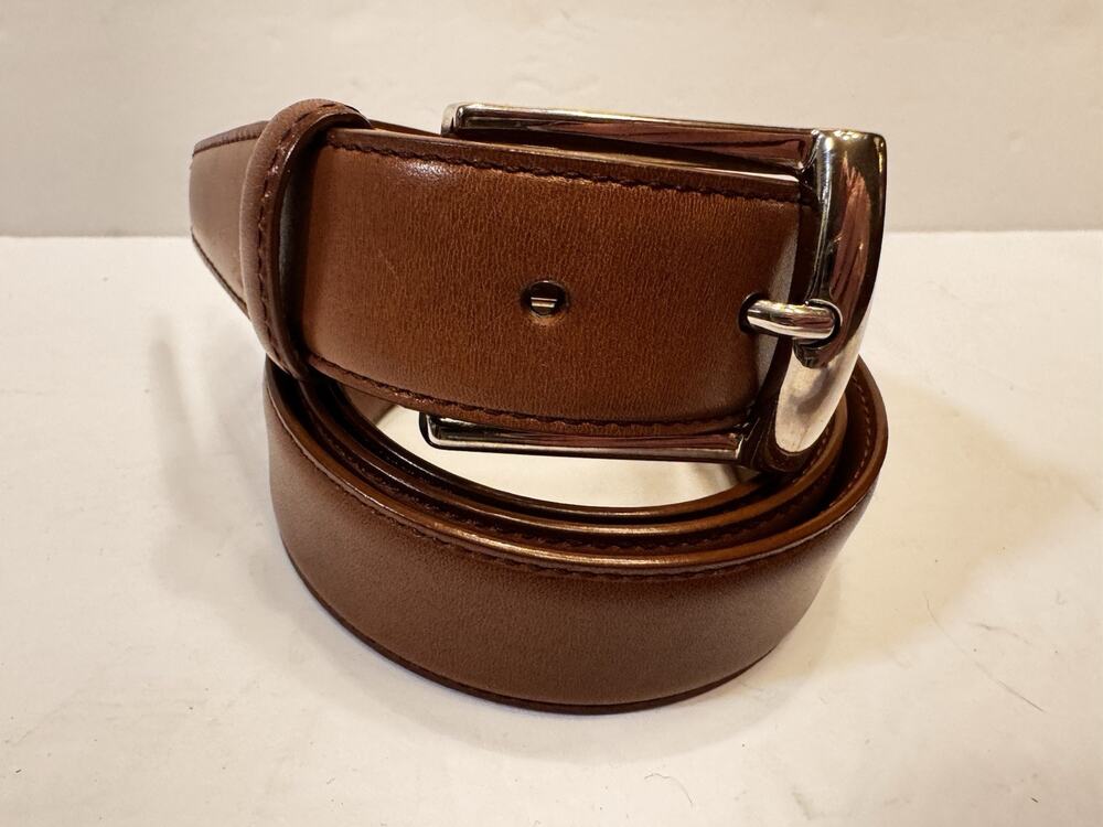 Brooks Brothers Italian Genuine Leather 38 Brown Made In Italy